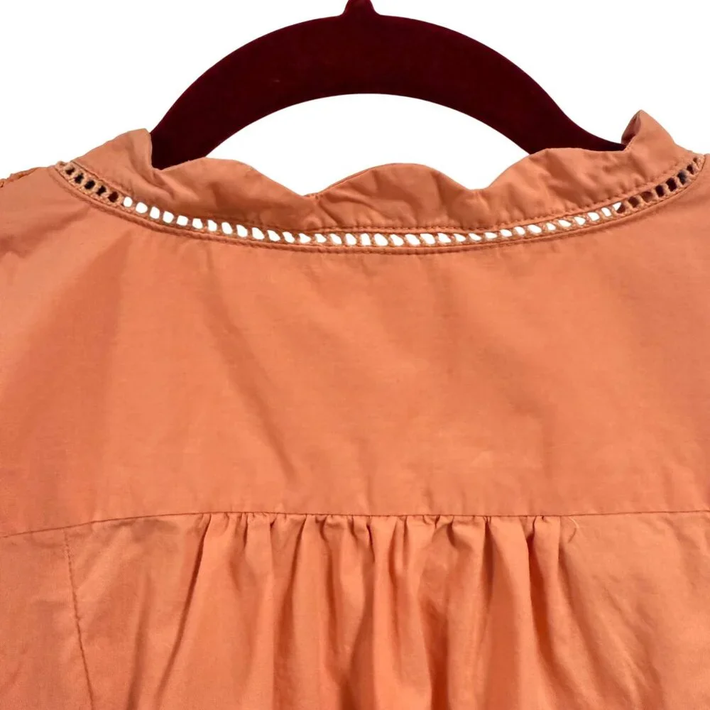 Free People Louella Embroidered Blouse in Savannah Red‎ (Pink) Size XS